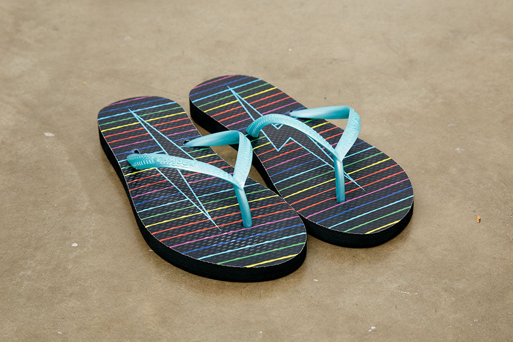 Black Rainbow Bolt Flip Flops FLIP FLOPS - chaserbrand