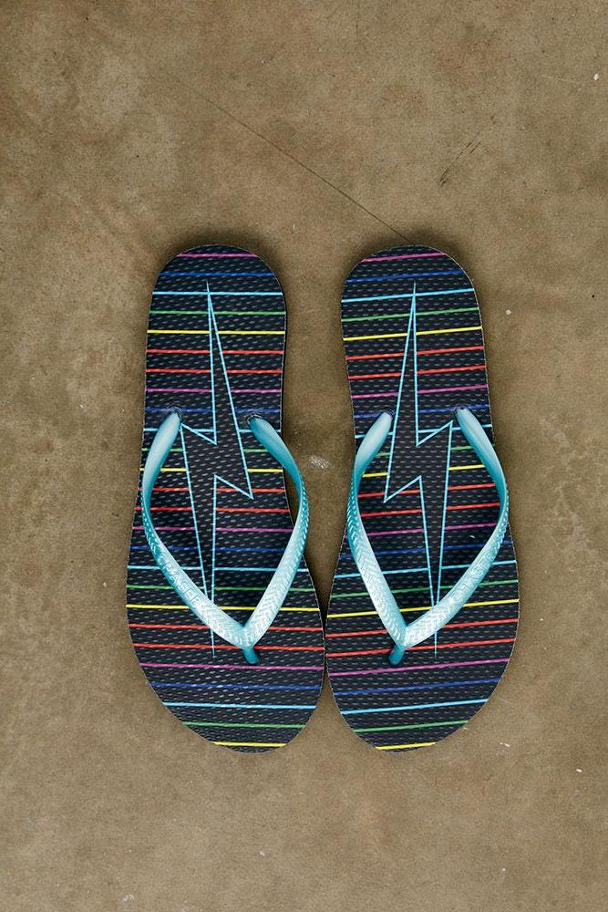 Black Rainbow Bolt Flip Flops FLIP FLOPS - chaserbrand