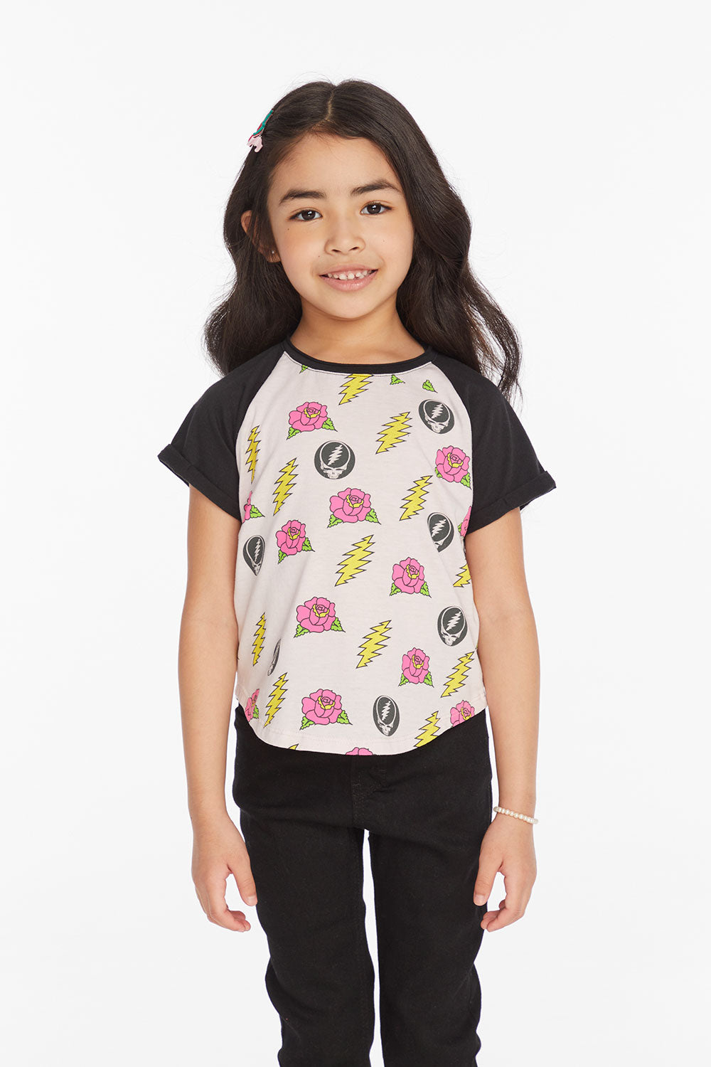 Grateful Dead Skull &amp; Roses Girls Tee Girls chaserbrand