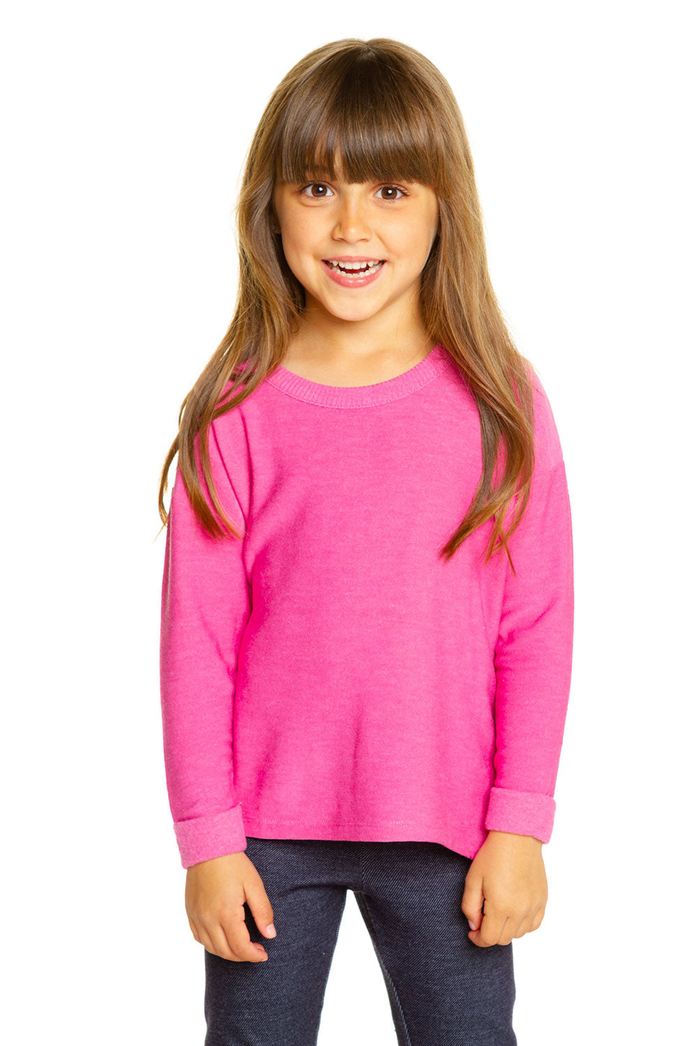 Girls Cozy Knit Rolled Long Sleeve Boxy Hi Lo Pullover BCA - chaserbrand