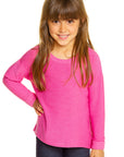 Girls Cozy Knit Rolled Long Sleeve Boxy Hi Lo Pullover BCA - chaserbrand