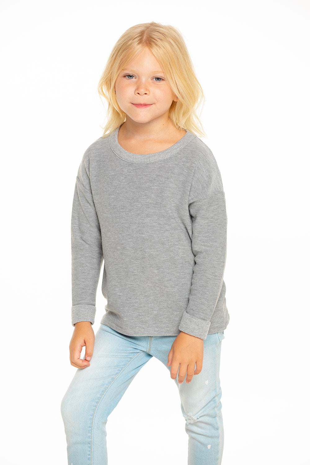 Girls Cozy Knit Rolled Long Sleeve Boxy Hi Lo Pullover GIRLS - chaserbrand