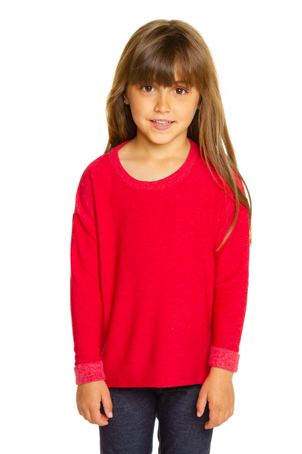Girls Cozy Knit Rolled Long Sleeve Boxy Hi Lo Pullover GIRLS - chaserbrand