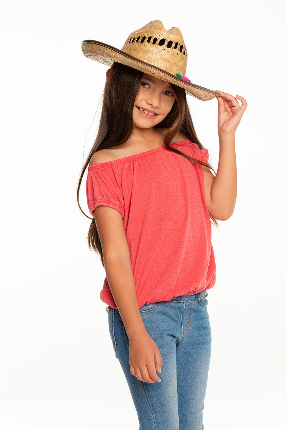 Girls Recycled Vintage Jersey Shirred Short Sleeve Off Shoulder GIRLS - chaserbrand