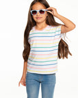 Girls Recycled Vintage Jersey Cap Sleeve Vent Back Tee GIRLS - chaserbrand