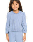 Ruffle Neck Pocket Shirred Tee GIRLS chaserbrand