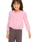 Ruffle Neck Pocket Shirred Tee GIRLS chaserbrand