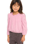 Ruffle Neck Pocket Shirred Tee GIRLS chaserbrand