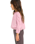 Ruffle Neck Pocket Shirred Tee GIRLS chaserbrand