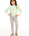 Semi Cropped Hi Lo Mock Neck Puff Sleeve Pullover GIRLS chaserbrand