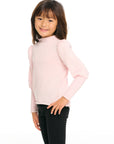 Semi Cropped Hi Lo Mock Neck Puff Sleeve Pullover GIRLS chaserbrand