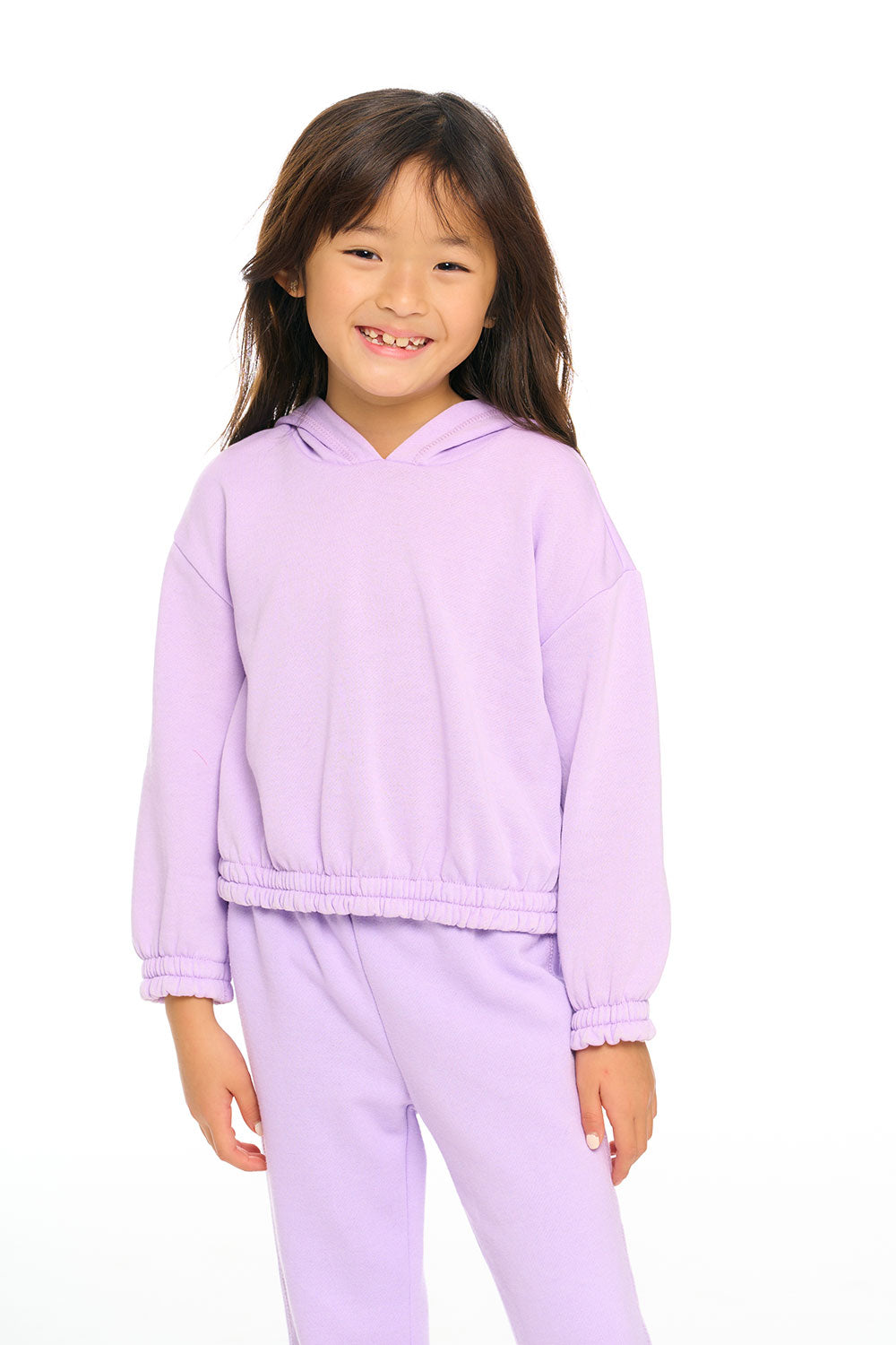 Chaser Semi Cropped Shirred Hoodie Pullover 2