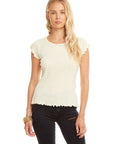 Baby Rib S/S Flouncy Crew Neck Tee WOMENS - chaserbrand