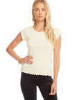 Baby Rib S/S Flouncy Crew Neck Tee WOMENS - chaserbrand