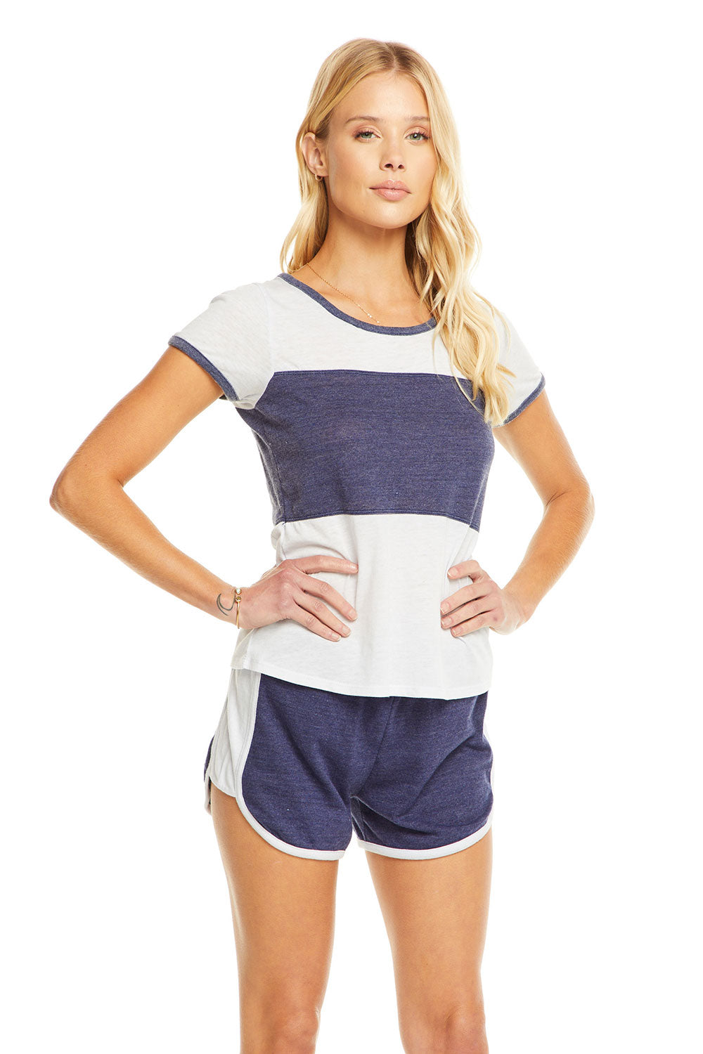Blocked Jersey S/S Open Neck Football Tee WOMENS - chaserbrand