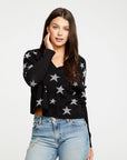 Star Intarsia V-Neck Raglan Pullover WOMENS - chaserbrand