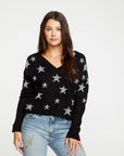 Star Intarsia V-Neck Raglan Pullover WOMENS - chaserbrand