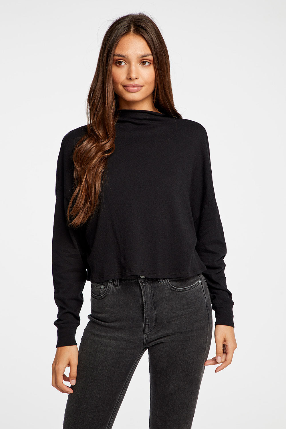 Gauzy Cotton Funnel Neck Drop Shoulder Dolman Tee WOMENS - chaserbrand