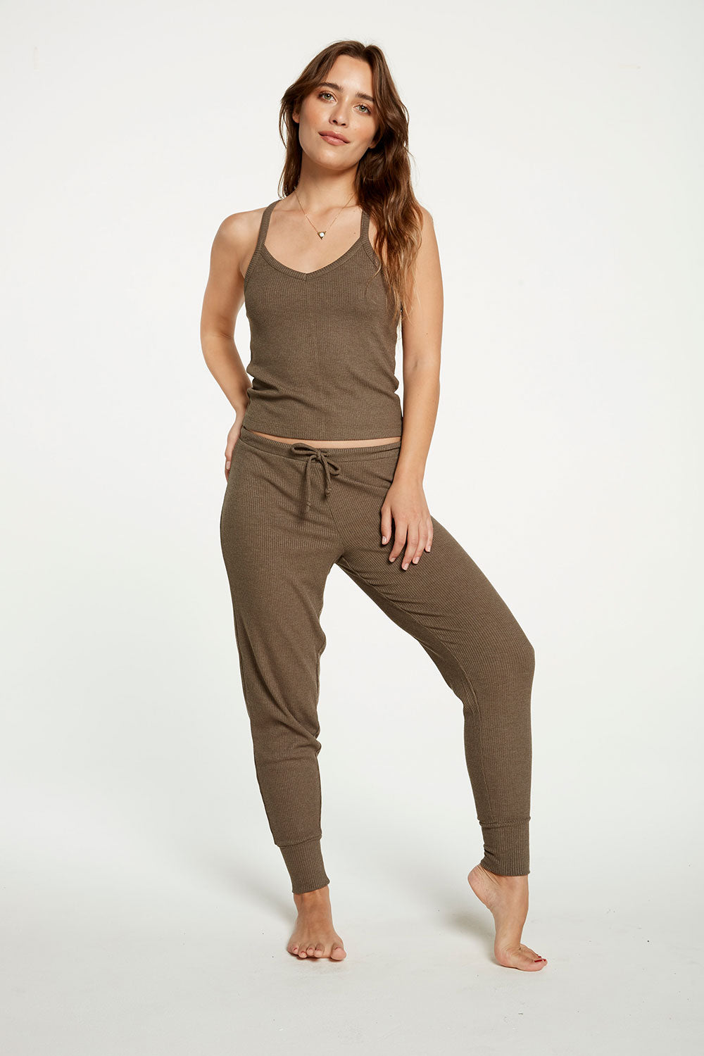 Cozy Rib Cropped Double V Cami WOMENS - chaserbrand