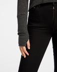 Triblend Jersey Cropped Open Neck Long Sleeve Thumbhole Tee WOMENS - chaserbrand