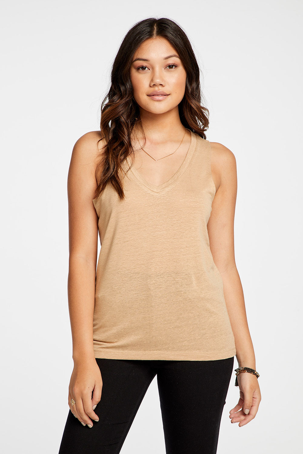 Linen Jersey V Neck Muscle Tank WOMENS - chaserbrand