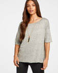 Linen Jersey Cropped Short Sleeve Boxy Hi Lo Tee WOMENS - chaserbrand