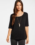 Linen Jersey Cropped Short Sleeve Boxy Hi Lo Tee WOMENS - chaserbrand