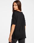 Linen Jersey Cropped Short Sleeve Boxy Hi Lo Tee WOMENS - chaserbrand