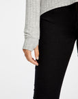 Poor Boy Rib V Neck Thumbhole Pullover Hoodie WOMENS - chaserbrand