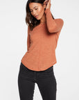 Slub Jersey Long Sleeve Seamed Tee in Sunkissed Brown WOMENS - chaserbrand