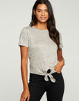 Linen Jersey Cropped Short Sleeve Tie Front Tee WOMENS - chaserbrand