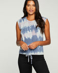 Vintage Rib Cropped Cap Sleeve Drawstring Waist Tee WOMENS - chaserbrand