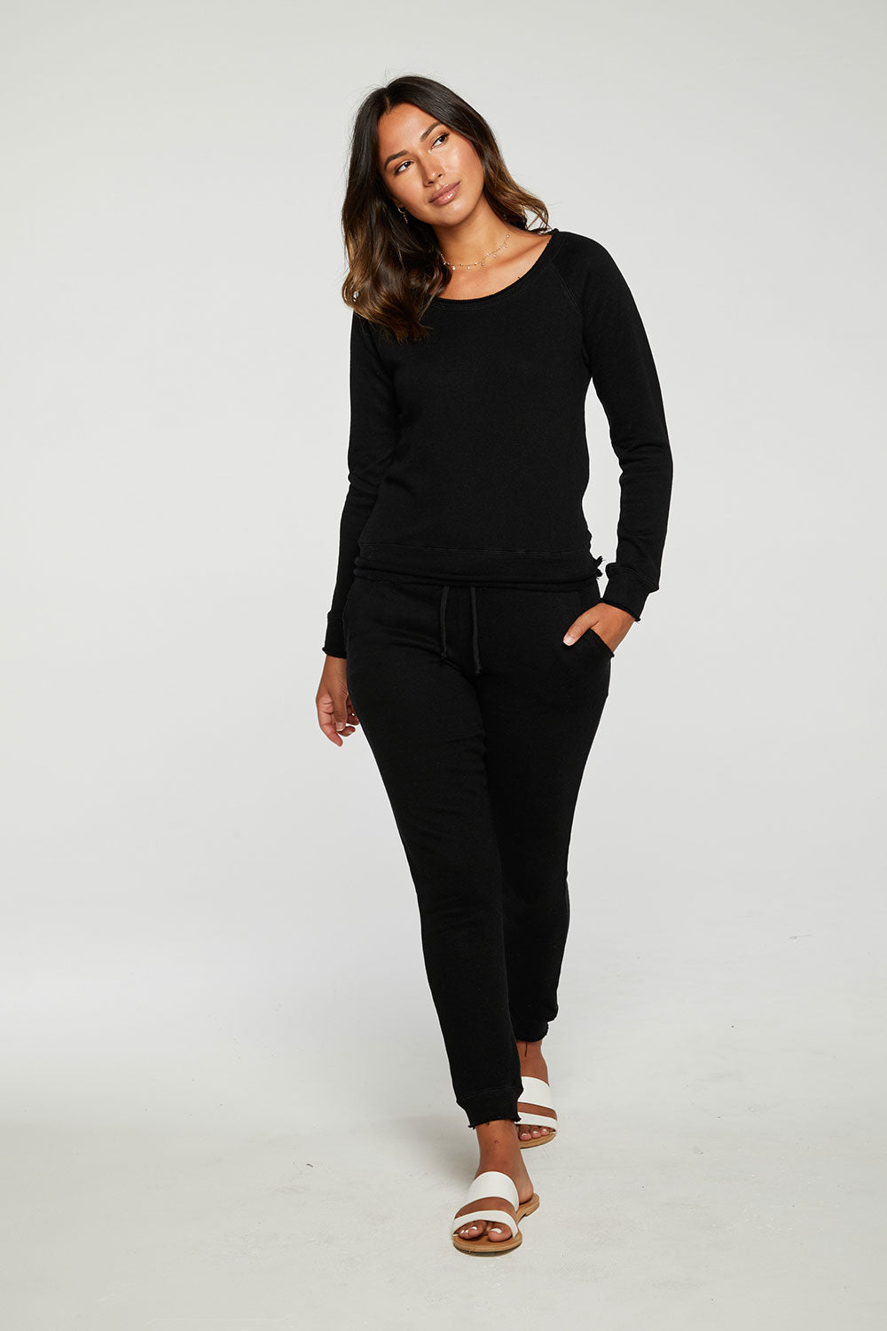 Linen French Terry Long Sleeve Raw Edge Raglan Pullover WOMENS - chaserbrand