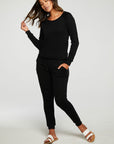 Linen French Terry Long Sleeve Raw Edge Raglan Pullover WOMENS - chaserbrand
