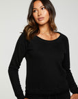 Linen French Terry Long Sleeve Raw Edge Raglan Pullover WOMENS - chaserbrand