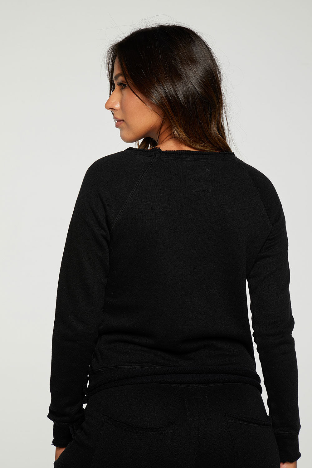 Linen French Terry Long Sleeve Raw Edge Raglan Pullover WOMENS - chaserbrand
