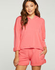 Slub French Terry Rolled Sleeve Pullover Hoodie WOMENS - chaserbrand