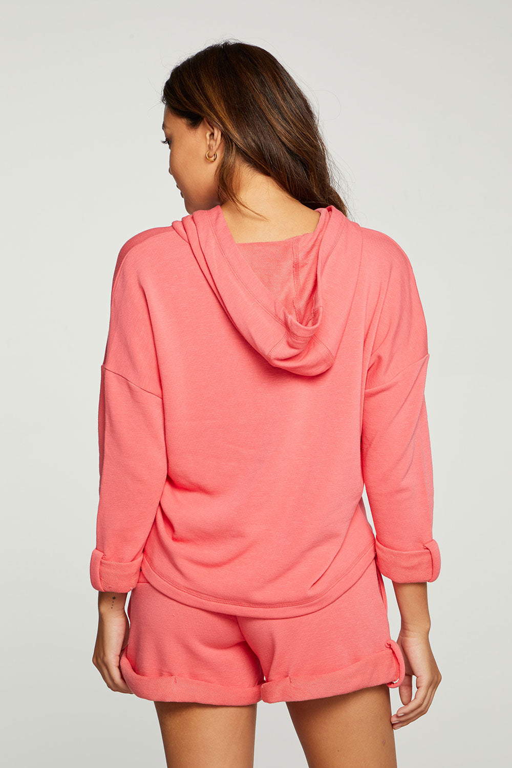 Slub French Terry Rolled Sleeve Pullover Hoodie WOMENS - chaserbrand
