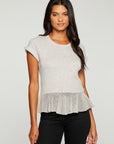 Cloud Jersey Mesh Peplum Cap Sleeve Tee WOMENS - chaserbrand