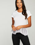Cloud Jersey Mesh Peplum Cap Sleeve Tee WOMENS - chaserbrand