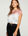 Stretch Silky Basics Cropped Drawstring Rib Waist Short Sleeve WOMENS - chaserbrand