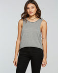 Triblend Jersey Cropped Dropped Armhole Hi Lo Racerback Tank WOMENS - chaserbrand
