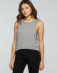 Triblend Jersey Cropped Dropped Armhole Hi Lo Racerback Tank WOMENS - chaserbrand