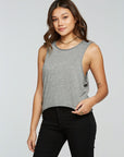 Triblend Jersey Cropped Dropped Armhole Hi Lo Racerback Tank WOMENS - chaserbrand