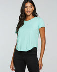 Gauze Jersey Short Sleeve Hi Lo Shirttail Tee WOMENS - chaserbrand