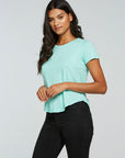 Gauze Jersey Short Sleeve Hi Lo Shirttail Tee WOMENS - chaserbrand