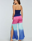 Stretch Silky Basics Smocked Strapless Side Slit Wide Leg Jumpsuit WOMENS - chaserbrand