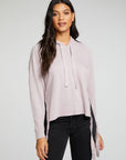 Linen French Terry Long Sleeve Side Tie Batwing Pullover Hoodie WOMENS - chaserbrand