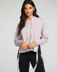 Linen French Terry Long Sleeve Side Tie Batwing Pullover Hoodie WOMENS - chaserbrand