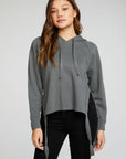 Linen French Terry Long Sleeve Side Tie Batwing Pullover Hoodie WOMENS - chaserbrand